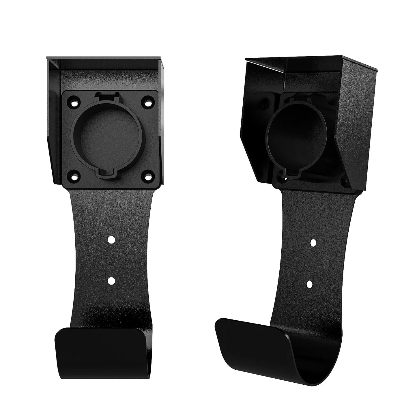 EV Charger Holder Wall Mount Kit – Charger Holster Dock & Heavy-Duty J-Hook Cable Organiser | EV Charger Cable Management Box for SAE J1772 Connector (EV Charger Tram Holder Hook)