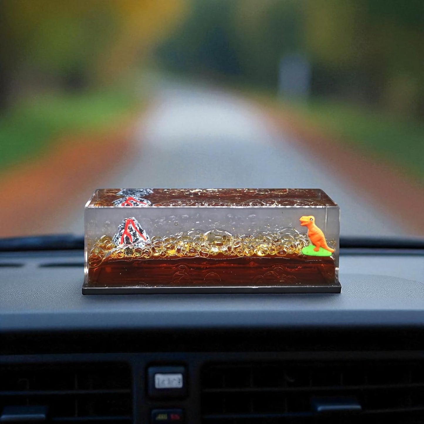YOURKARTS.COM Car Interior Creative Dashboard Decoration Floating Water Dinosaur with Lava Ornament for Car Interior | Home | Office Decoration (Dinosaur with Lava)