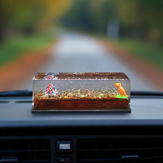 YOURKARTS.COM Car Interior Creative Dashboard Decoration Floating Water Dinosaur with Lava Ornament for Car Interior | Home | Office Decoration (Dinosaur with Lava)
