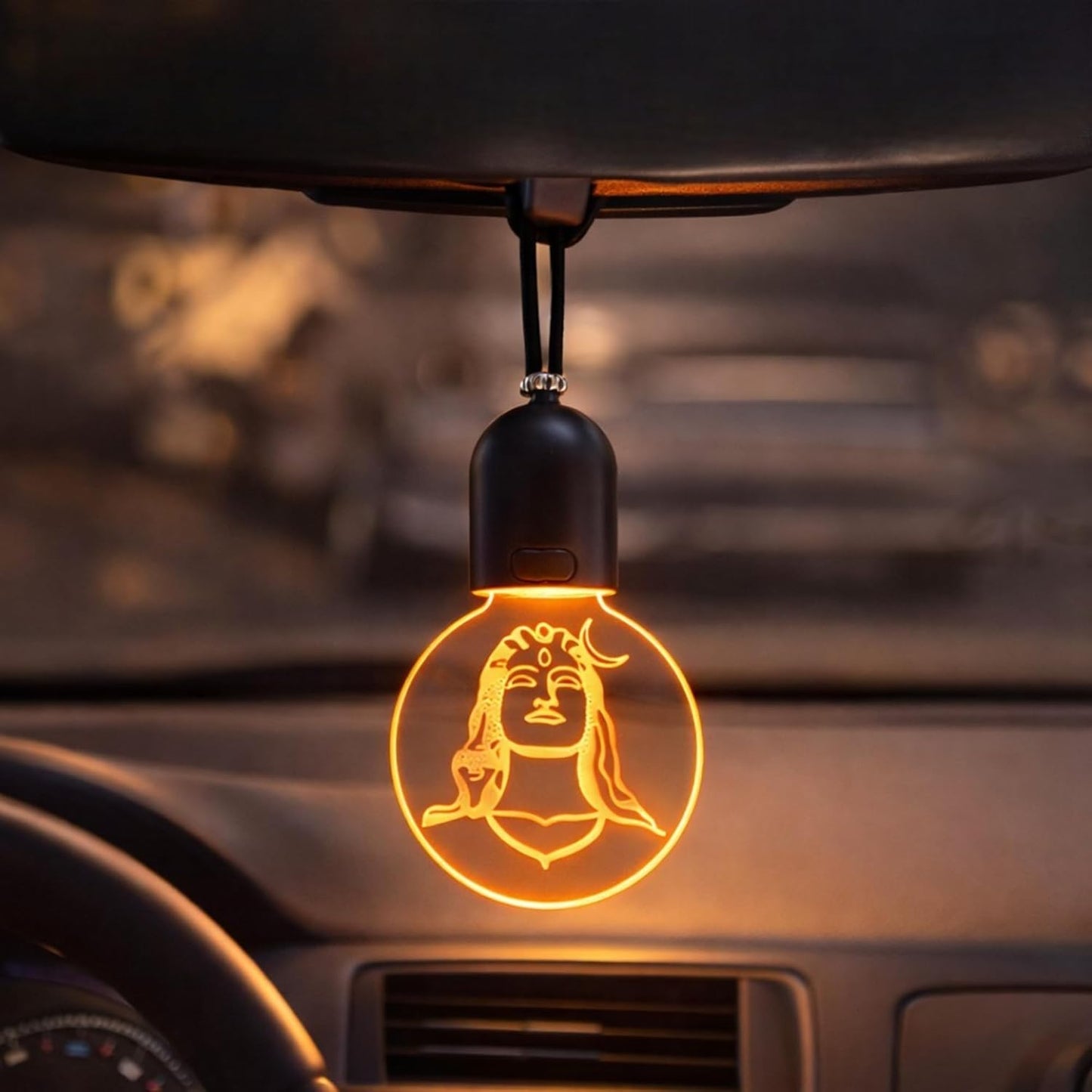 Adiyogi Shiva LED Car Hanging Light, USB Rechargeable, Car Mirror Decoration