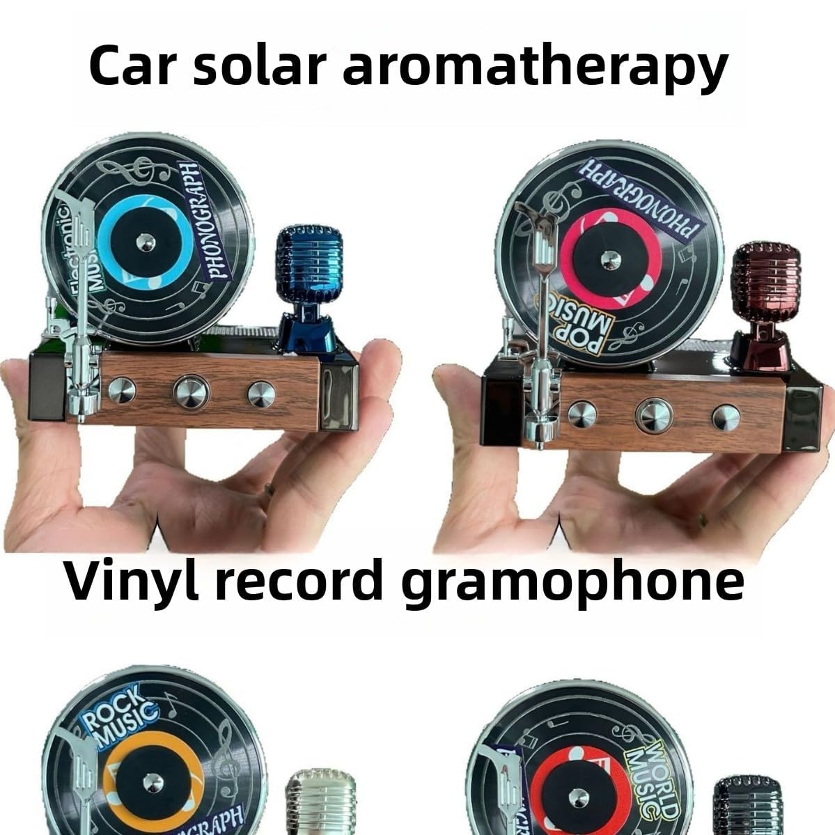 YOURKARTS.COM Solar Rotating Phonograph Car Perfume Retro Style Aromatherapy Dashboard Decoration, Auto Diffuser for Long-Lasting Freshness | car Accessories 2025 (Solar Gramophone, Rich Cologne)