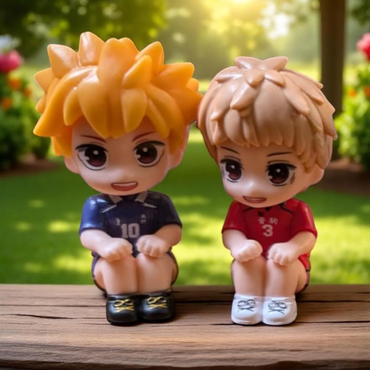 Volleyball Player Chibi Figurine Set of 2 Pieces, Sports Anime Collection, Miniature PVC Collectibles 6.5CM