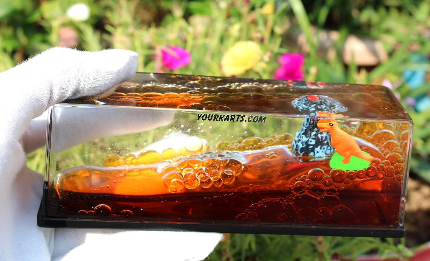 YOURKARTS.COM Car Interior Creative Dashboard Decoration Floating Water Dinosaur with Lava Ornament for Car Interior | Home | Office Decoration (Dinosaur with Lava)