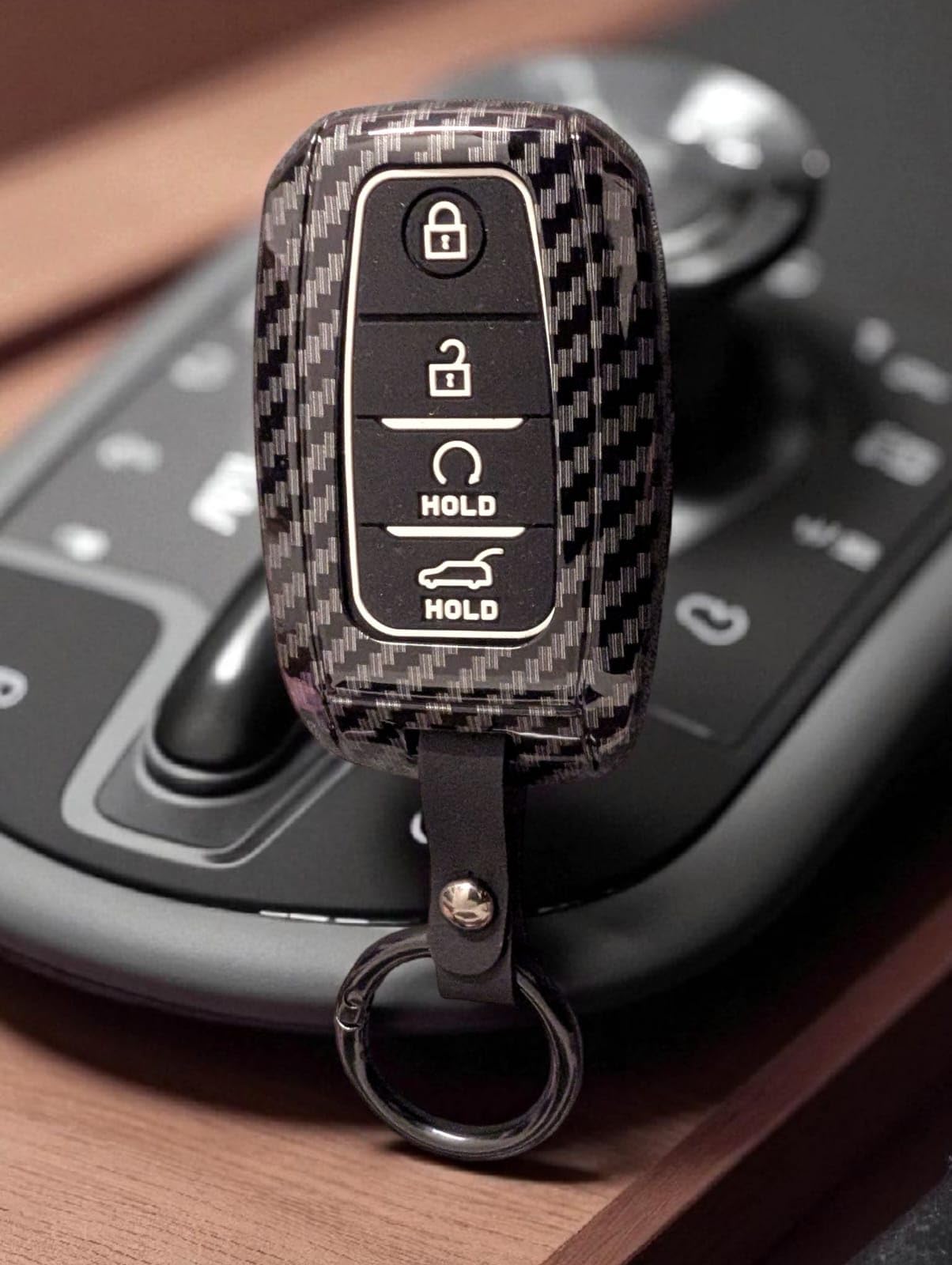 YOURKARTS.COM Car Key Cover Premium Design – Compatible with Kia Car Keys for Kia Seltos, Carens, Sonet - 4 Button Smart Key