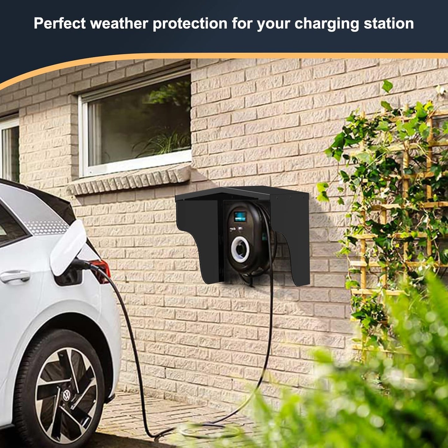 EV Charger Weather Protection Cover – Heavy-Duty Alloy Steel Wall Mount Rain Shield for EV Charging Stations | Universal Fit for Home Wallbox Chargers | Protects Against Sun, Rain, Dust