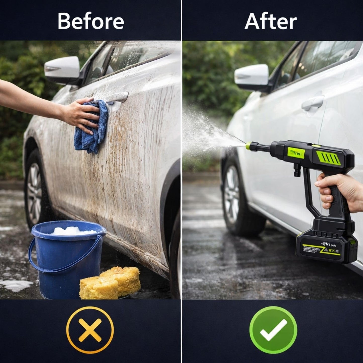 6 in 1 Cordless High Pressure Car Washer Gun 30 Bar for Car & Bike Cleaning