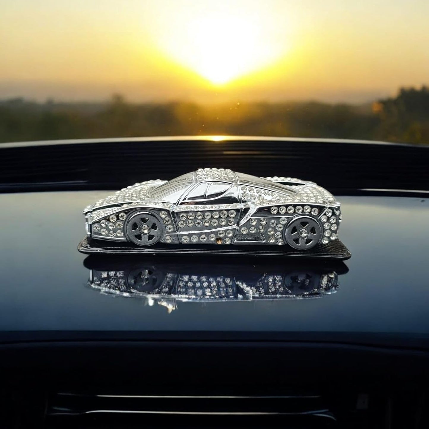 Yourkarts Car Air Freshener with Aromatherapy – Full Metal Long-Lasting Perfume with Elegant Diamond-Encrusted Car Design