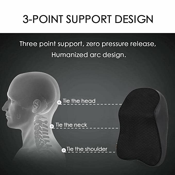 Car Seat Headrest Neck Rest Cushion, Car Neck Pillow Durable 100% Pure Memory Foam Neck Pillow with Breathable Removable Cover, Comfortable Ergonomic & Neck Pain Relief（14.17x11.8x3.9 in）