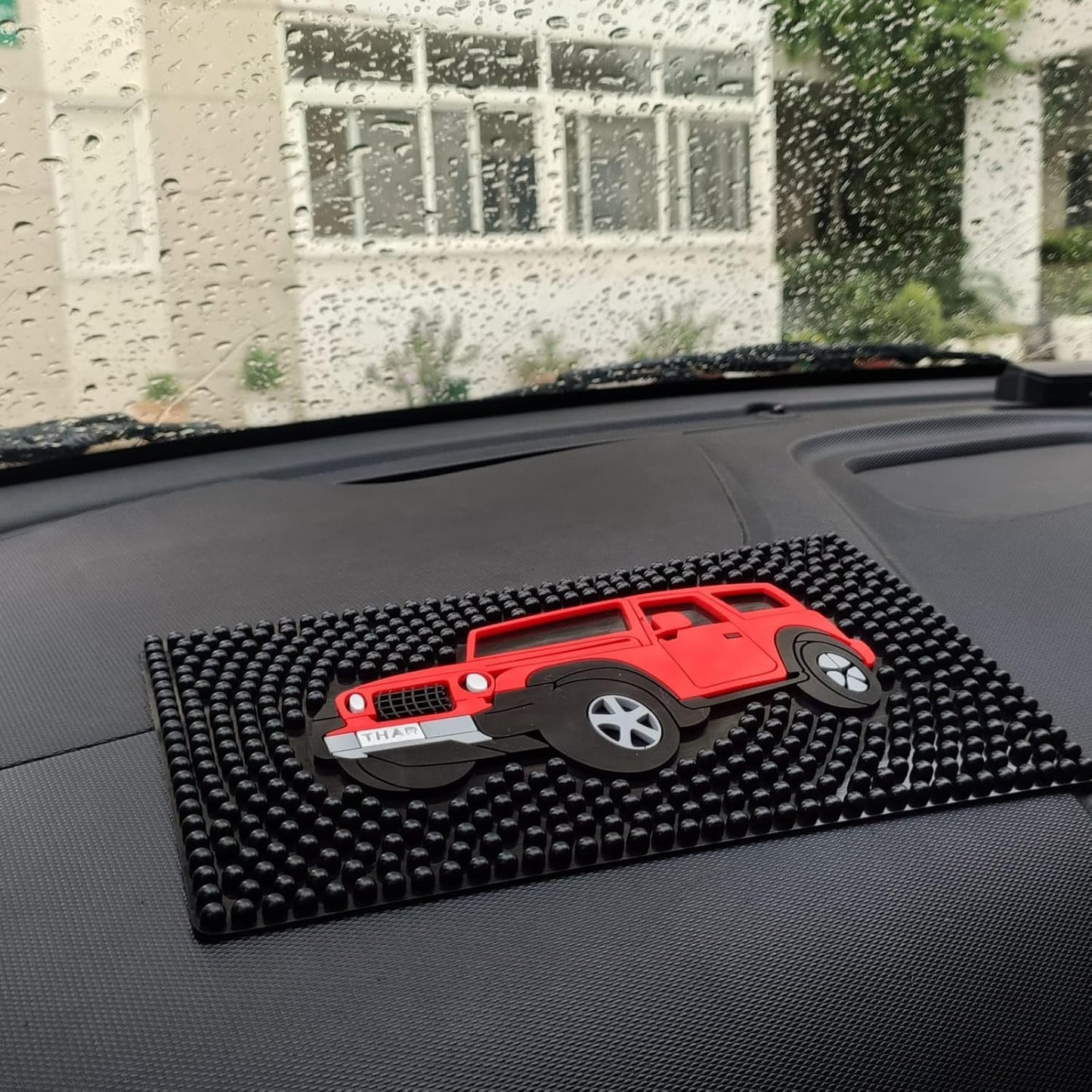 YOURKARTS.C0M Anti-Slip Car Dashboard Pad with Mobile Holder – Non-Slip Dashboard Mat with Anti-Skid Grip Mount for All Smartphones | Off-Road Thar Theme | car Accessories 2025