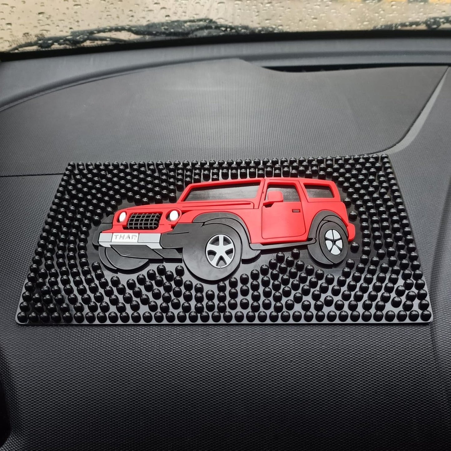 YOURKARTS.C0M Anti-Slip Car Dashboard Pad with Mobile Holder – Non-Slip Dashboard Mat with Anti-Skid Grip Mount for All Smartphones | Off-Road Thar Theme | car Accessories 2025
