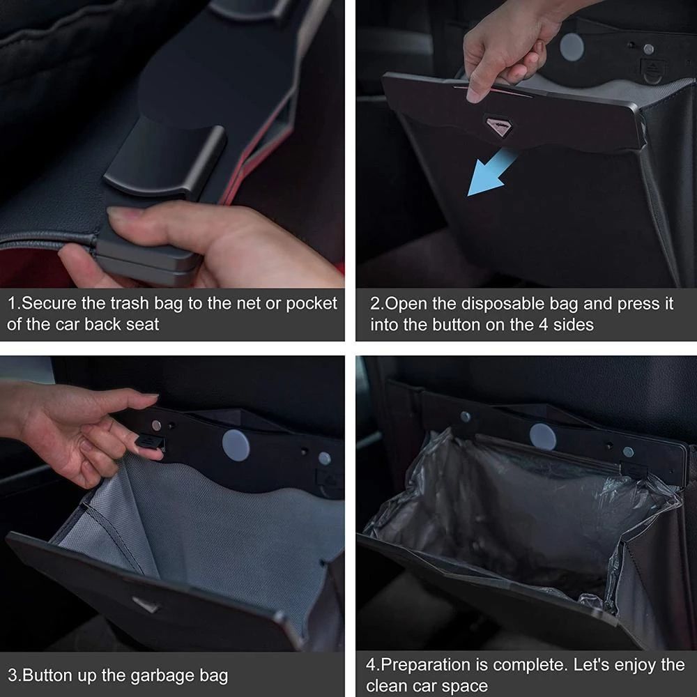 Car Trash Bag Portable Interior Hanging Garbage Bin Holder Seat Organizer