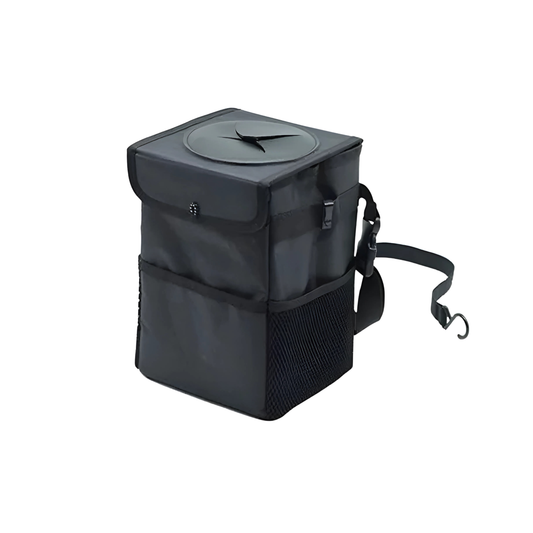 Car Trash Bin Holder Dustbin Foldable, Car Trunk Storage Bag Leakproof with Side Mesh Pockets