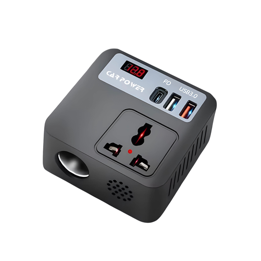 200W Car Power Inverter 12V to 220V with 3 USB Ports, Type-C Fast Charging & LCD Display