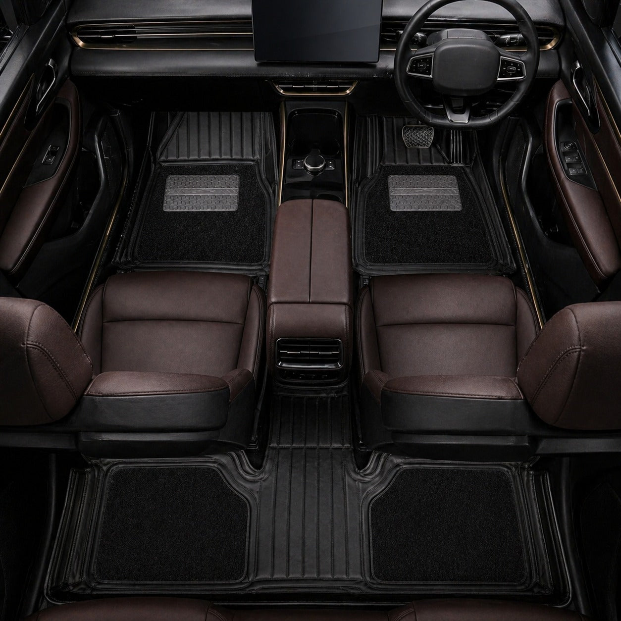 EV MASTER 11D Car Floor Mats for Tata CURVV EV Complete Set (Black)